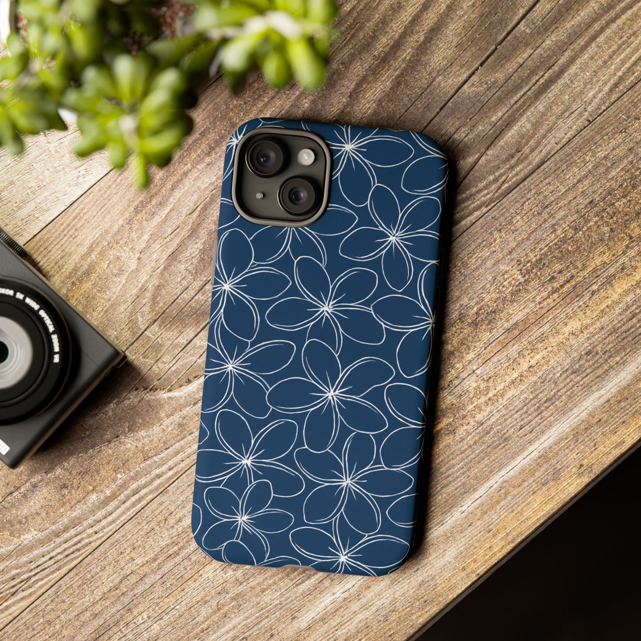 "Plumeria" Phone Case - Blue and White