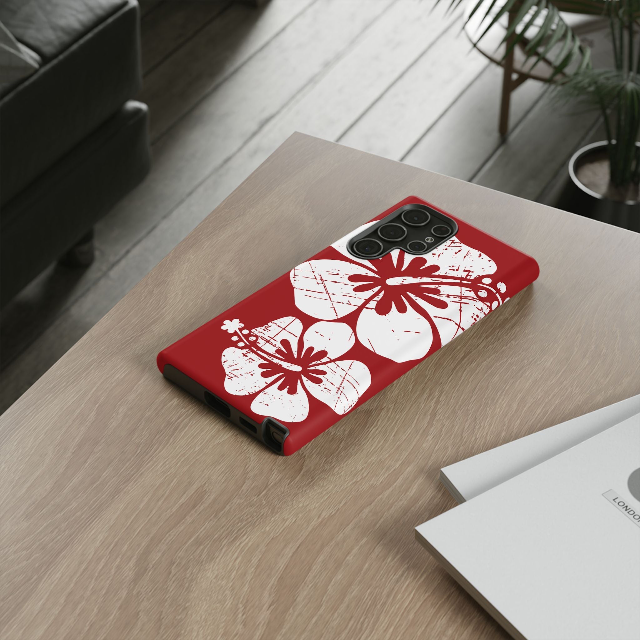 "The Classic Hibiscus" Phone Case - Destressed Red