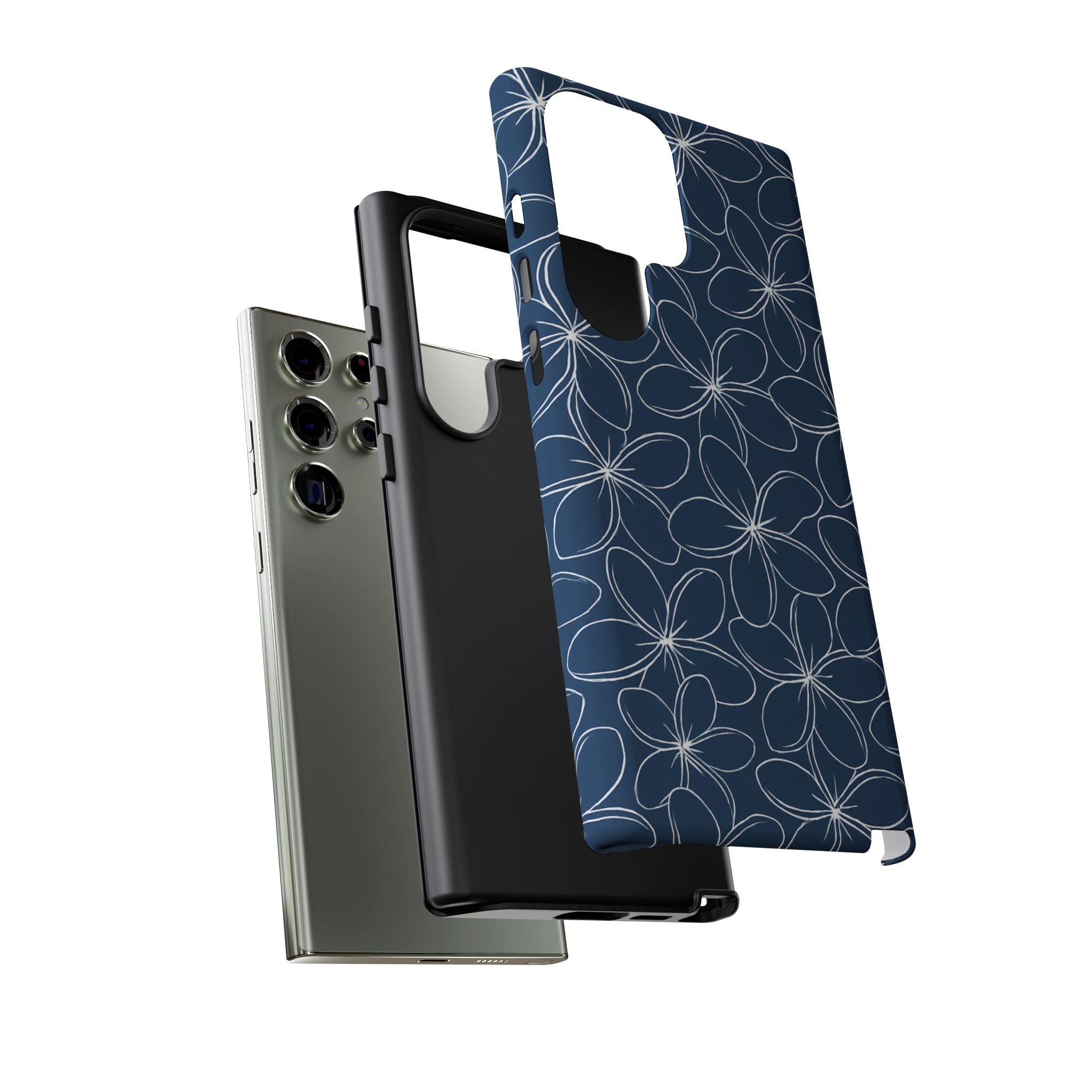 "Plumeria" Phone Case - Blue and White