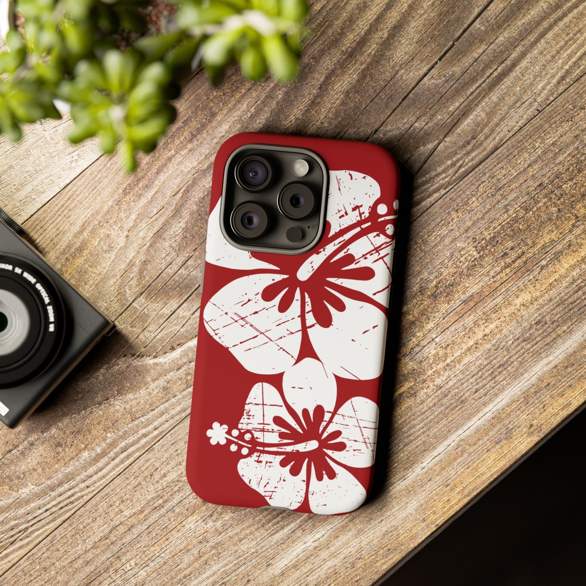 "The Classic Hibiscus" Phone Case - Destressed Red