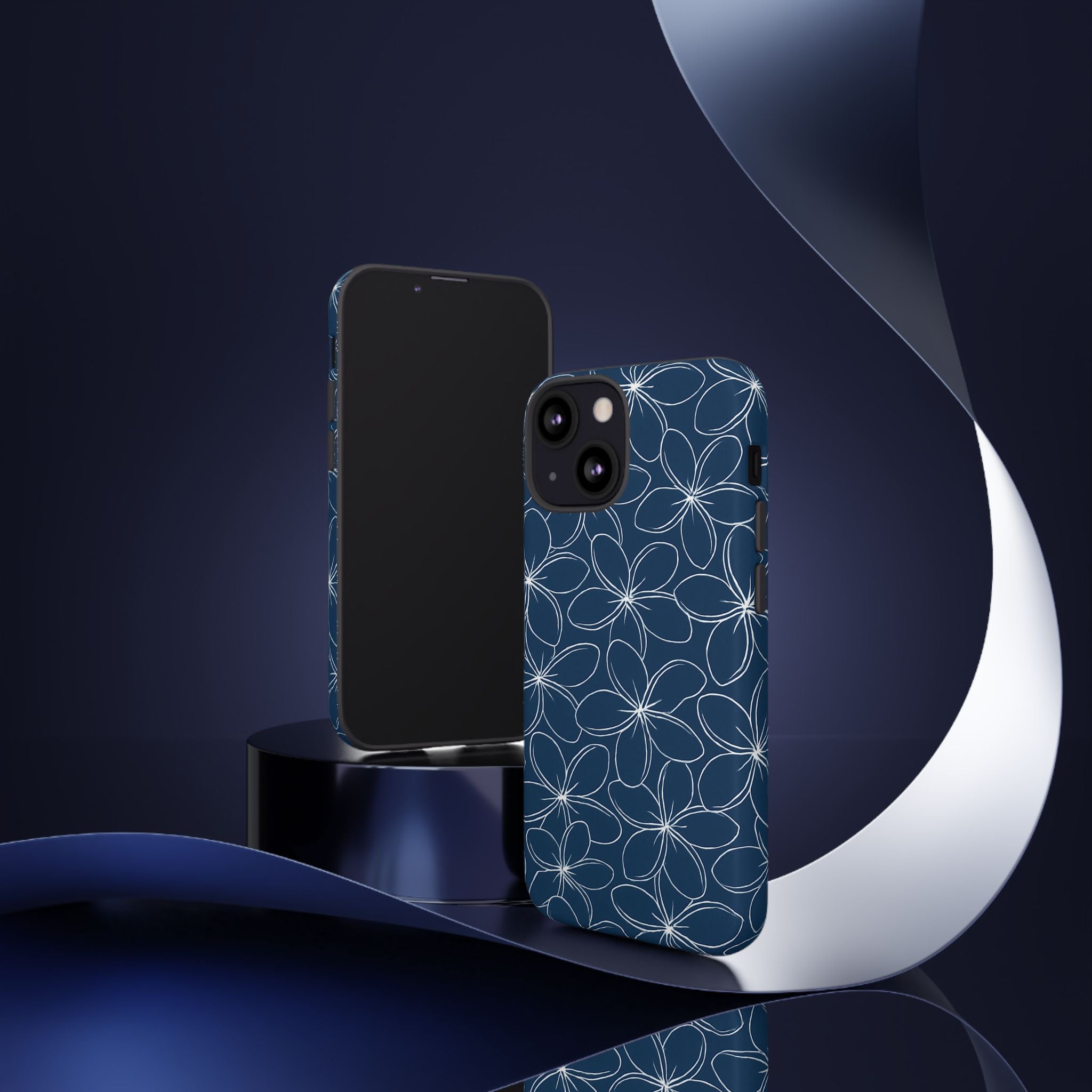 "Plumeria" Phone Case - Blue and White