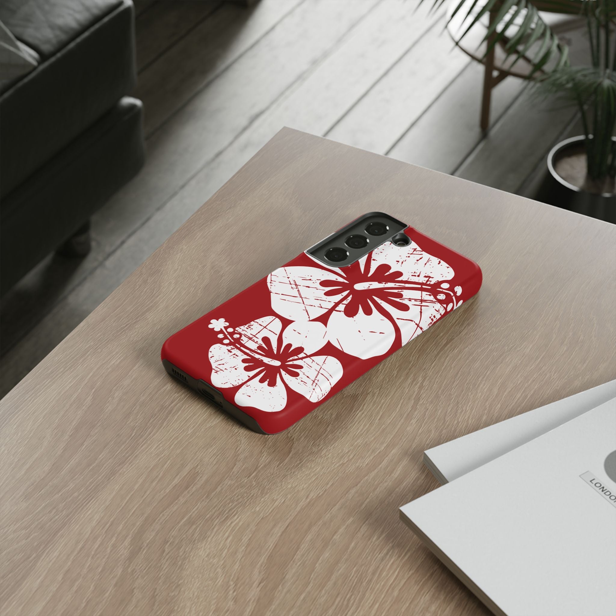 "The Classic Hibiscus" Phone Case - Destressed Red