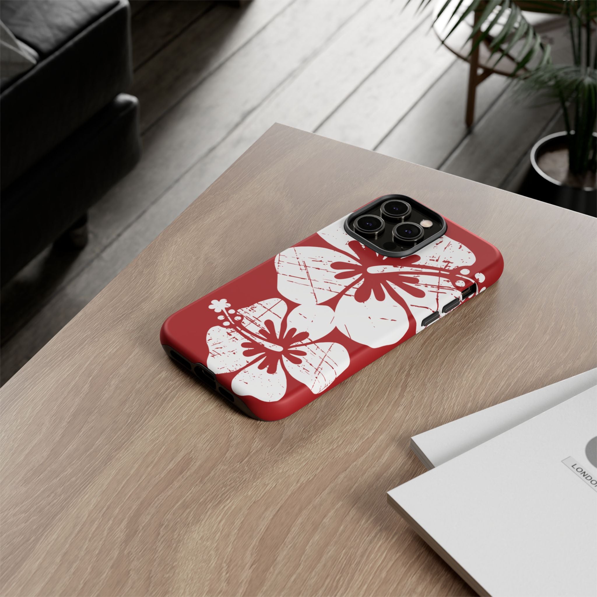 "The Classic Hibiscus" Phone Case - Destressed Red