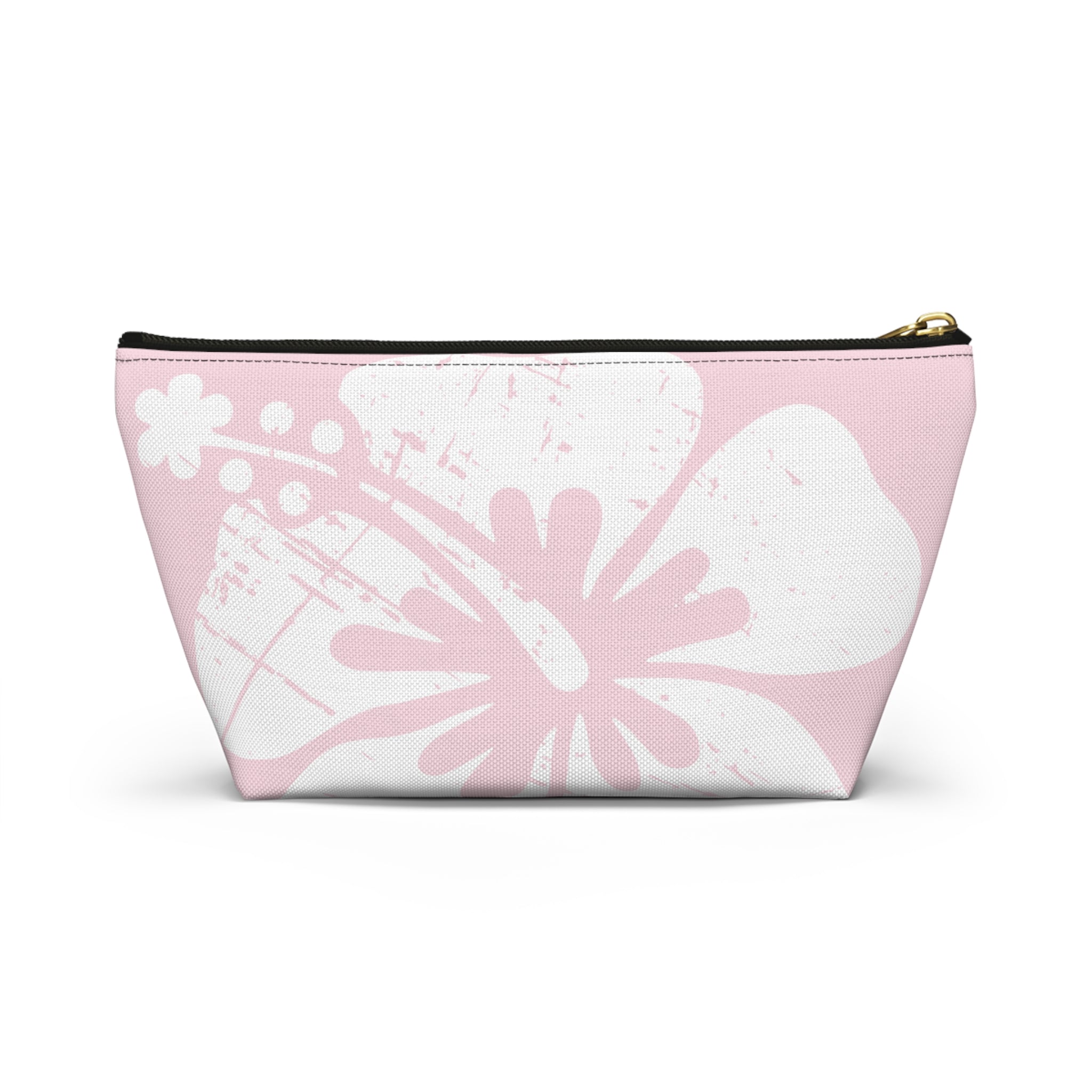 "The Classic Hibiscus" Accessory Pouch w T-bottom - Distressed Pink