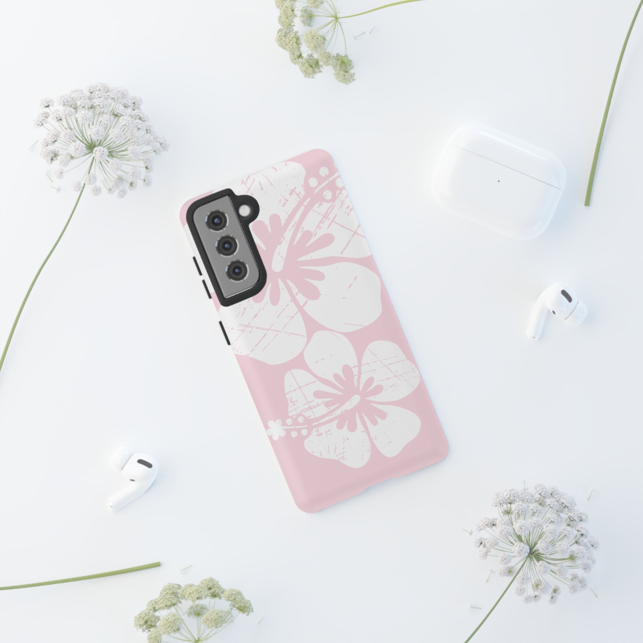 "The Classic Hibiscus" Phone Case - Distressed Pink