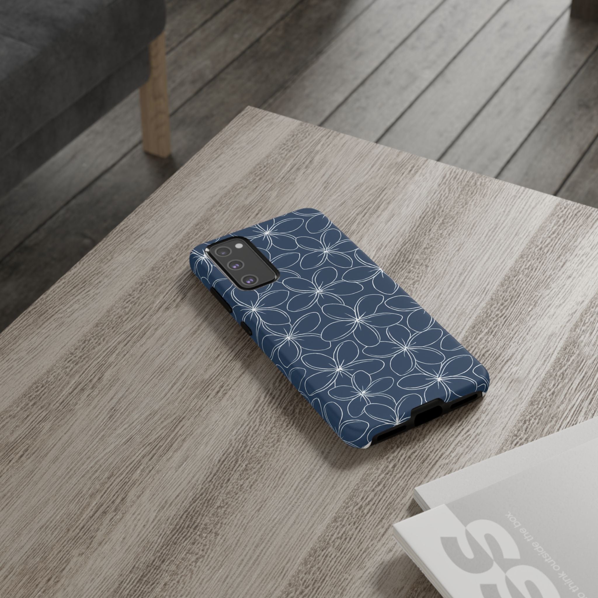"Plumeria" Phone Case - Blue and White