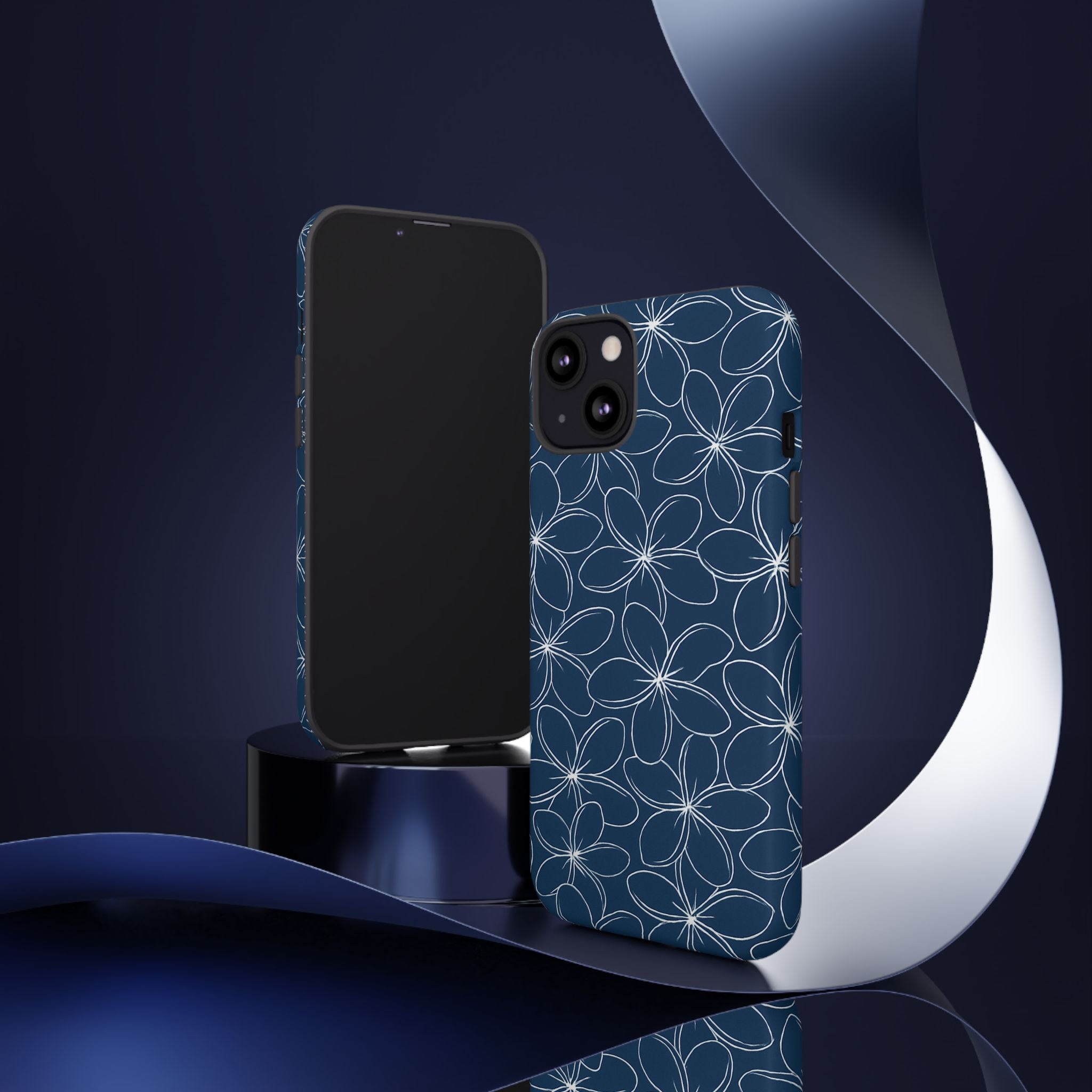 "Plumeria" Phone Case - Blue and White