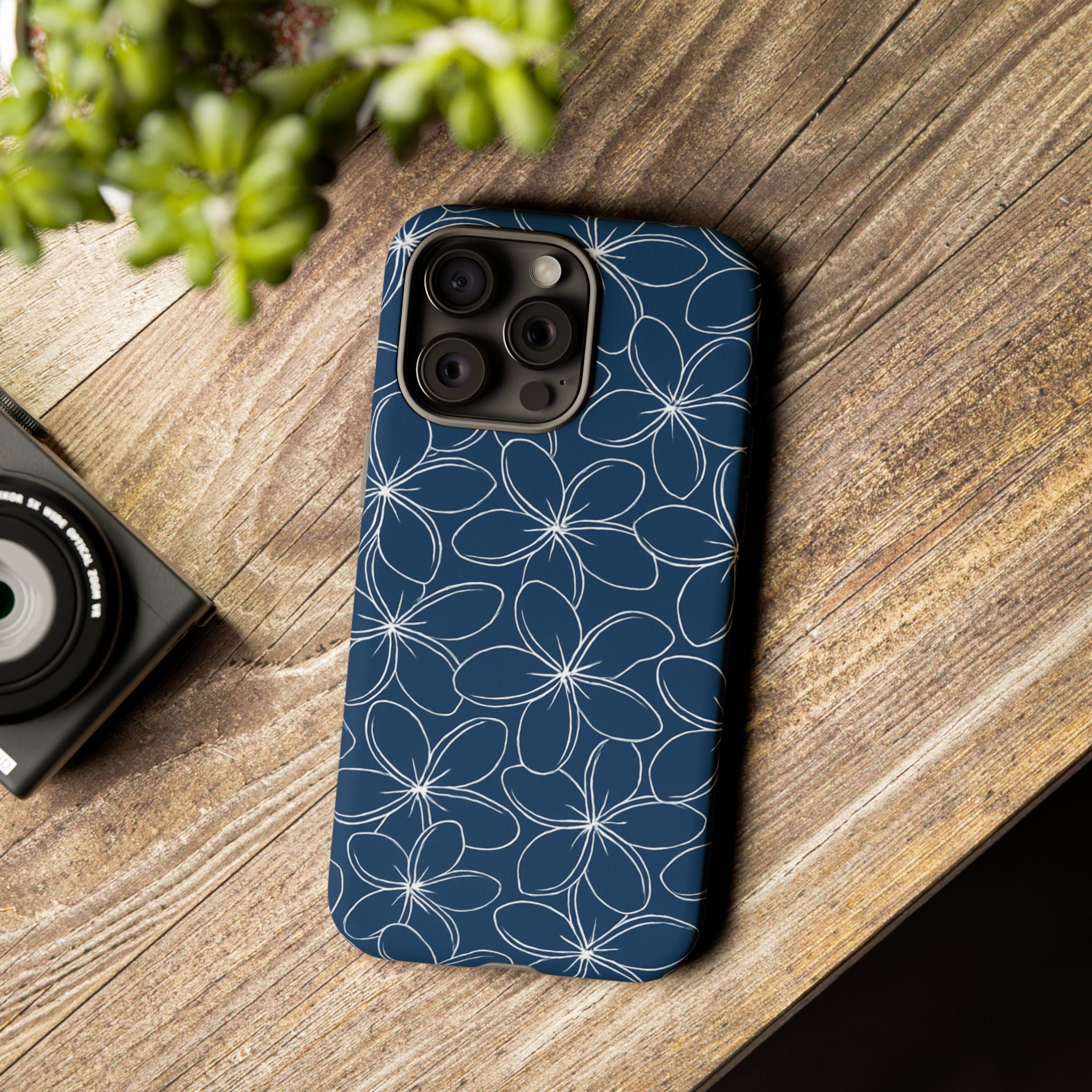 "Plumeria" Phone Case - Blue and White
