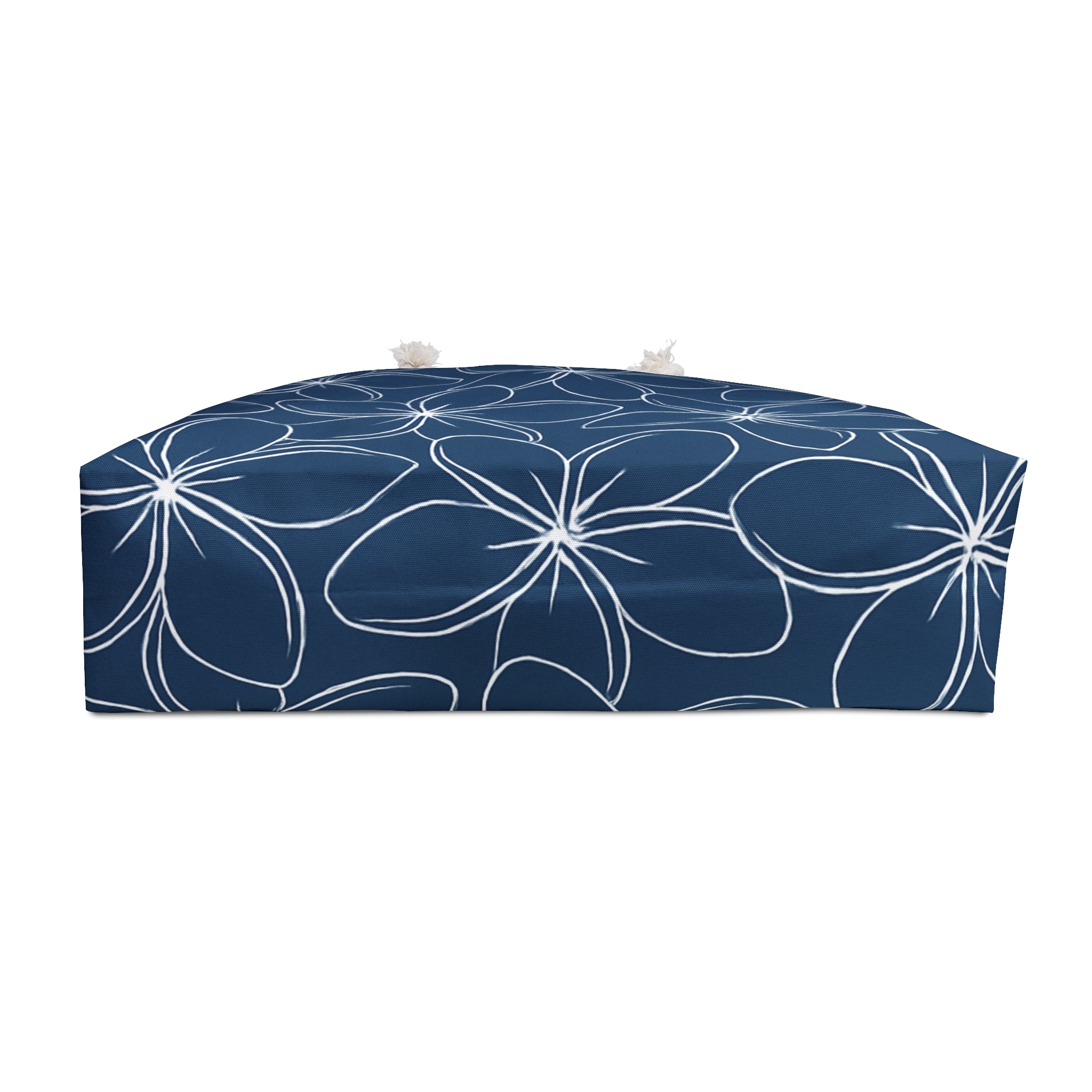 "Plumeria" Beach Bag - Blue and White