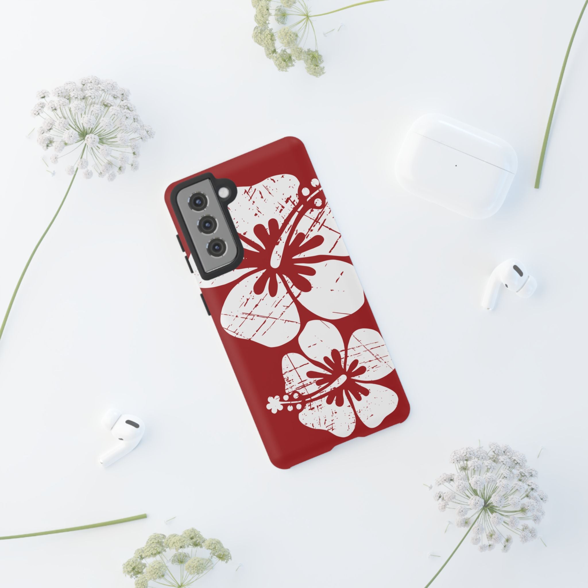 "The Classic Hibiscus" Phone Case - Destressed Red