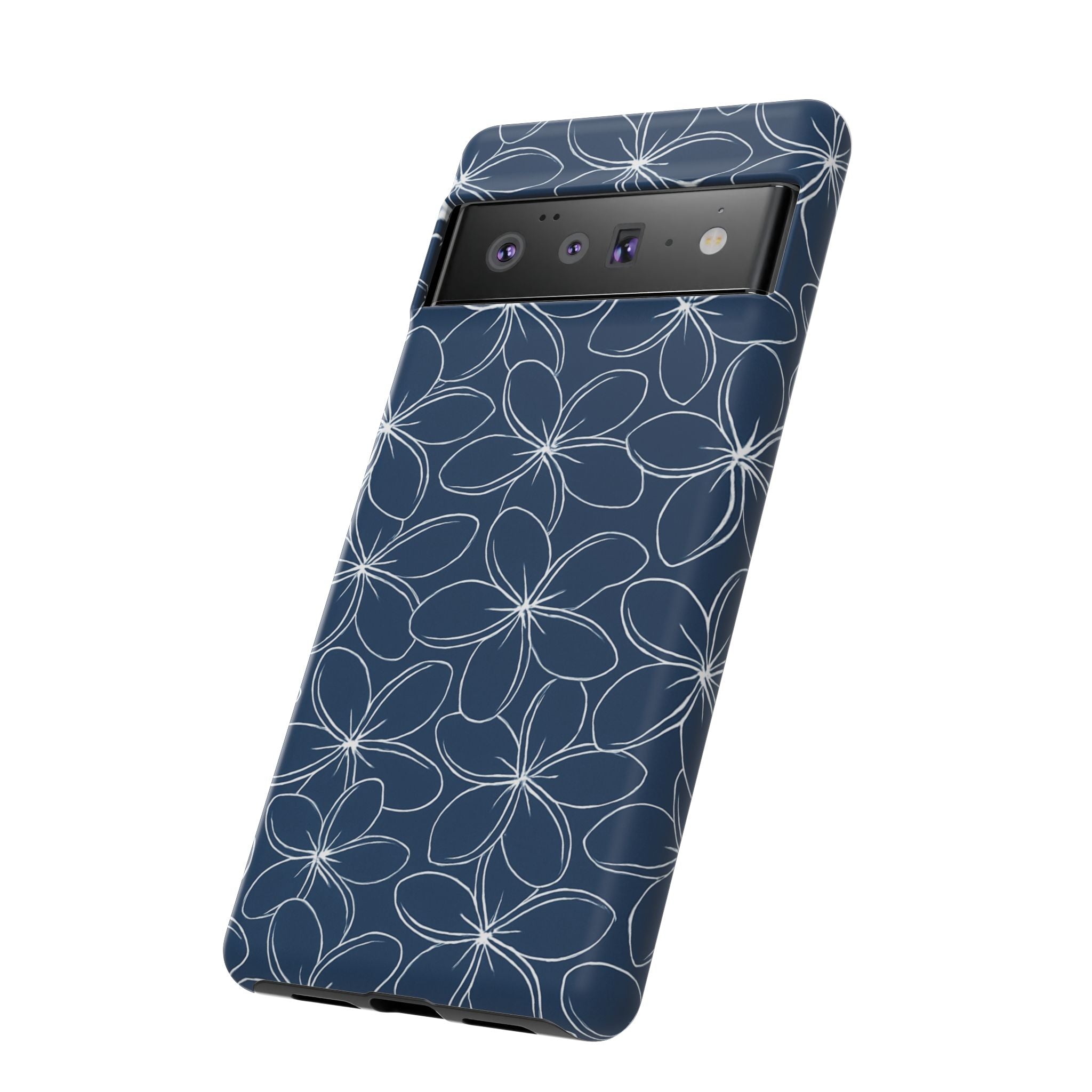 "Plumeria" Phone Case - Blue and White