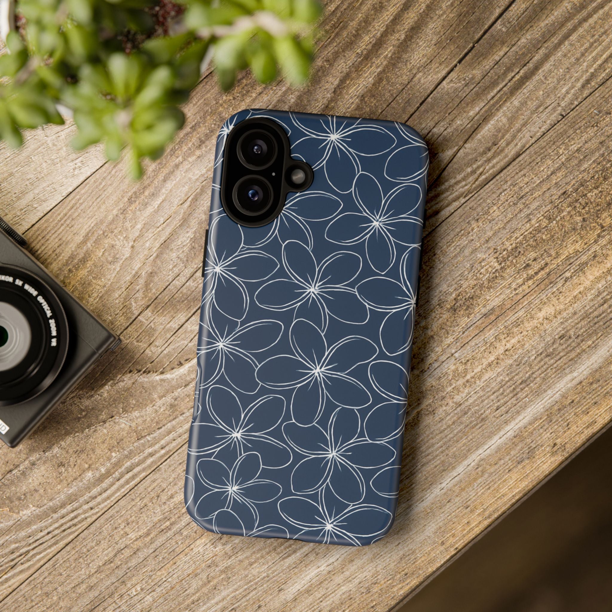 "Plumeria" Phone Case - Blue and White