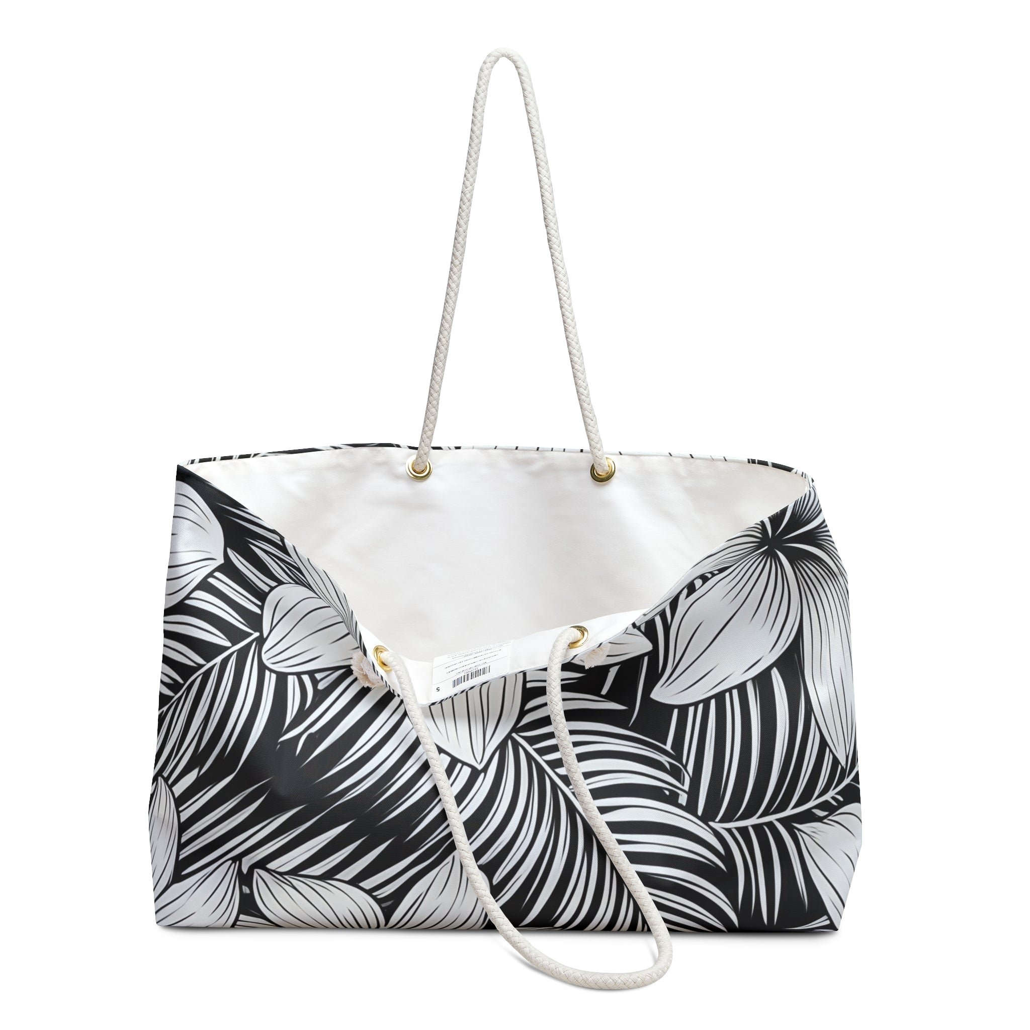 "The Plumeria" Beach Bag - Black and White