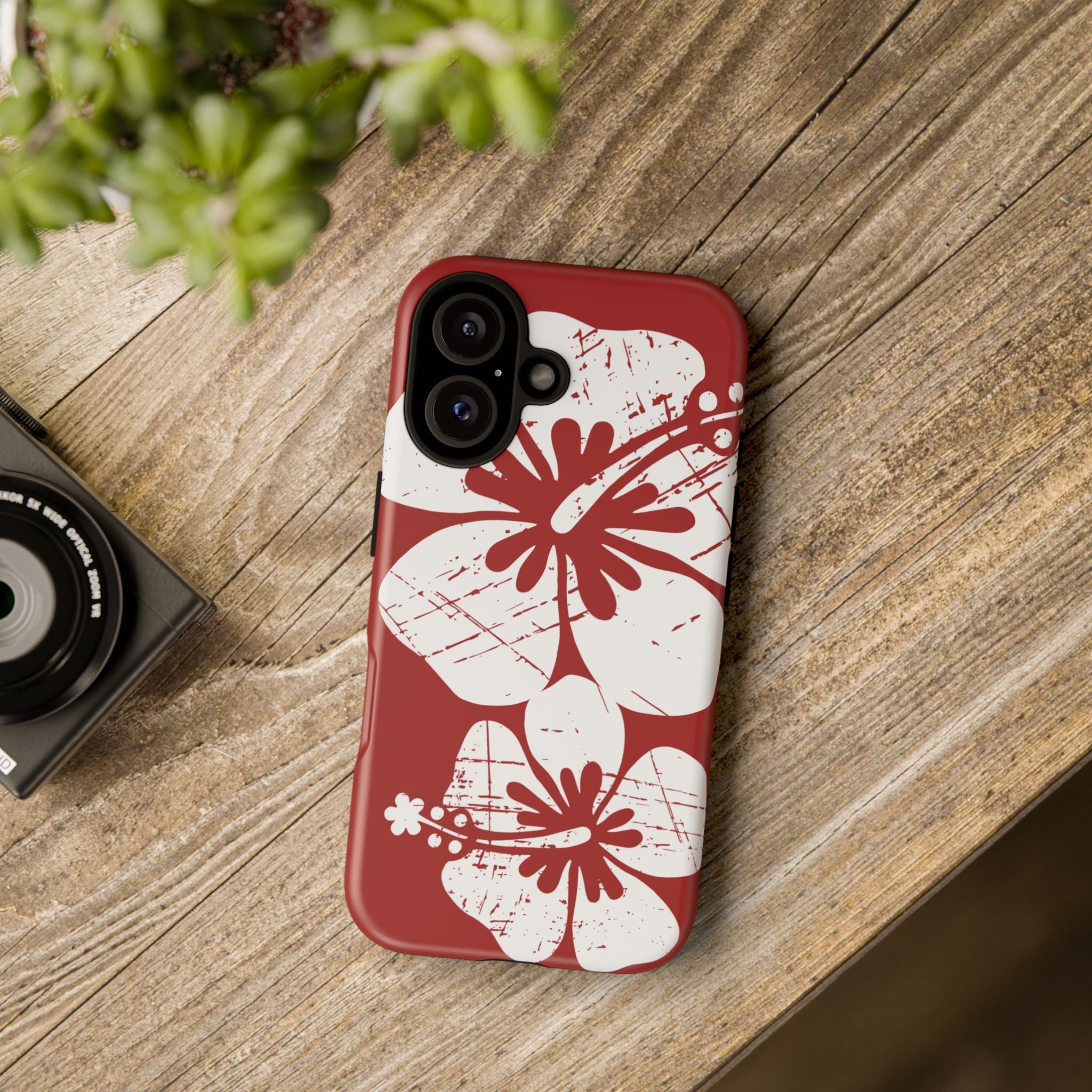 "The Classic Hibiscus" Phone Case - Destressed Red