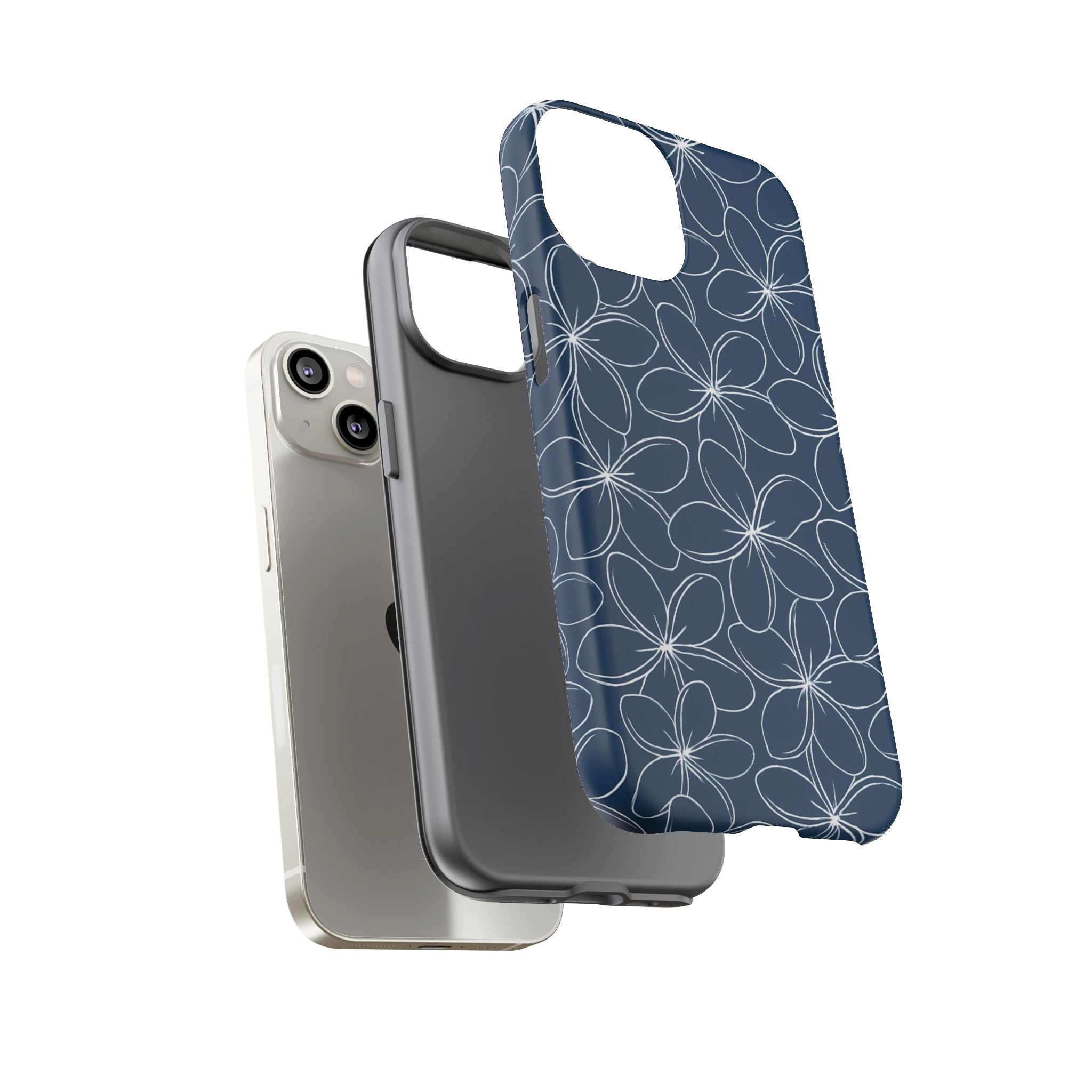 "Plumeria" Phone Case - Blue and White
