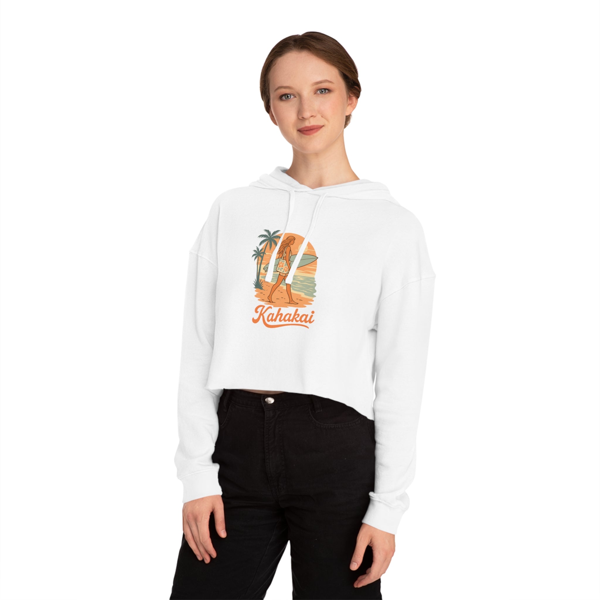 "Surfer Girl" Cropped Hoodie Sweatshirt
