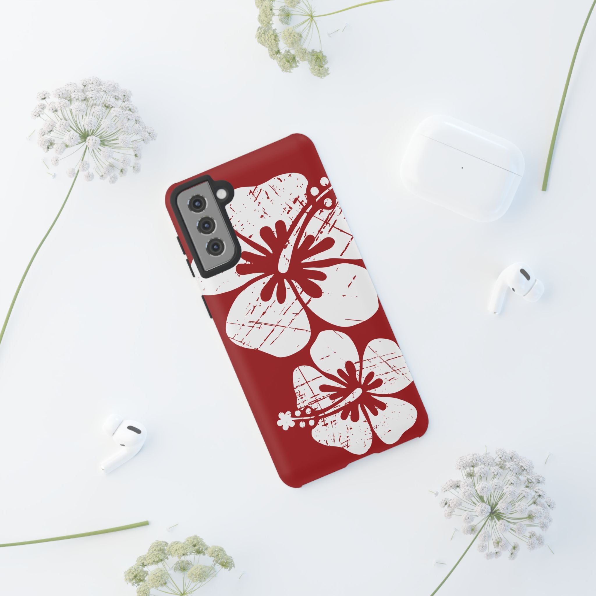 "The Classic Hibiscus" Phone Case -  Destressed Red