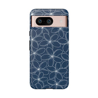 "Plumeria" Phone Case - Blue and White