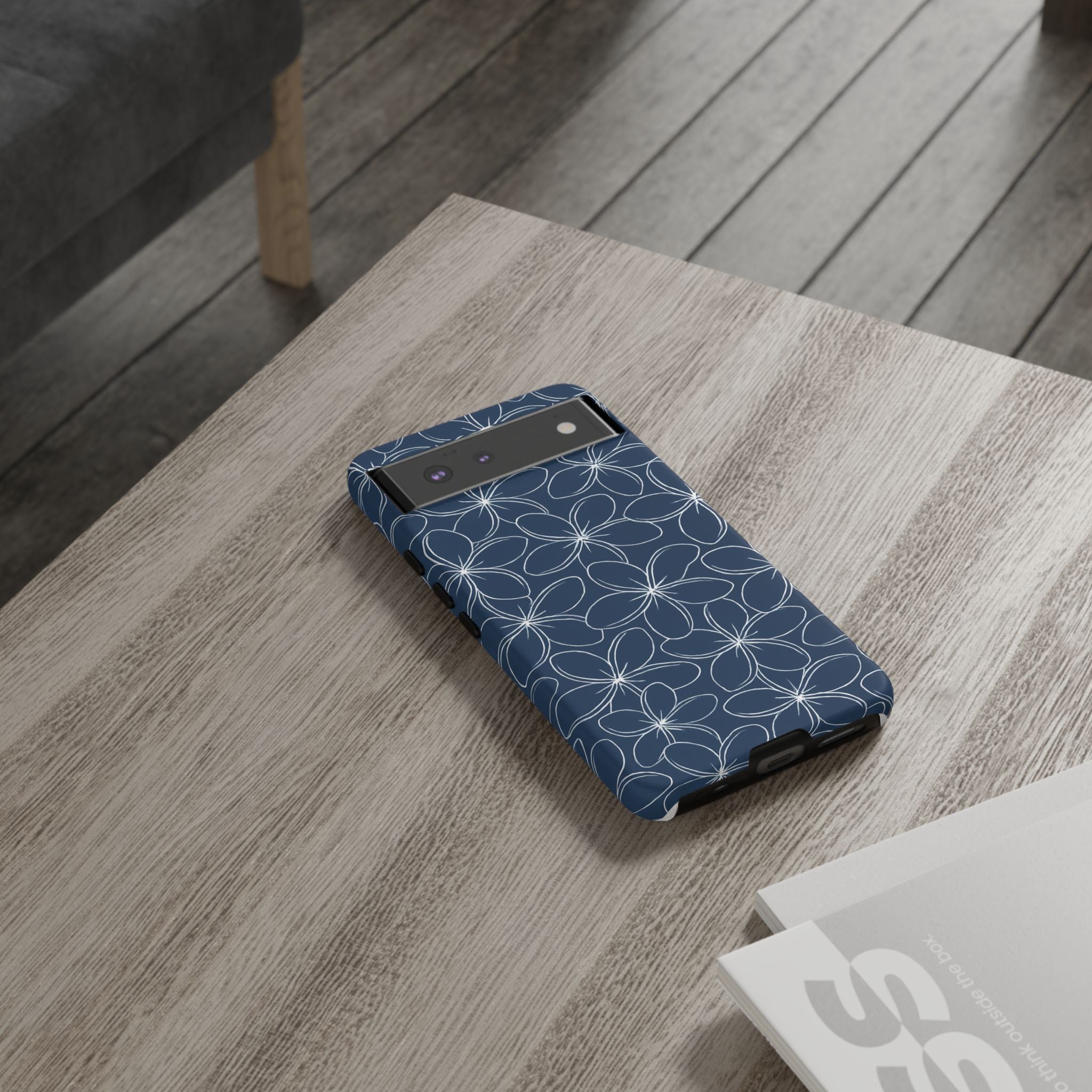 "Plumeria" Phone Case - Blue and White