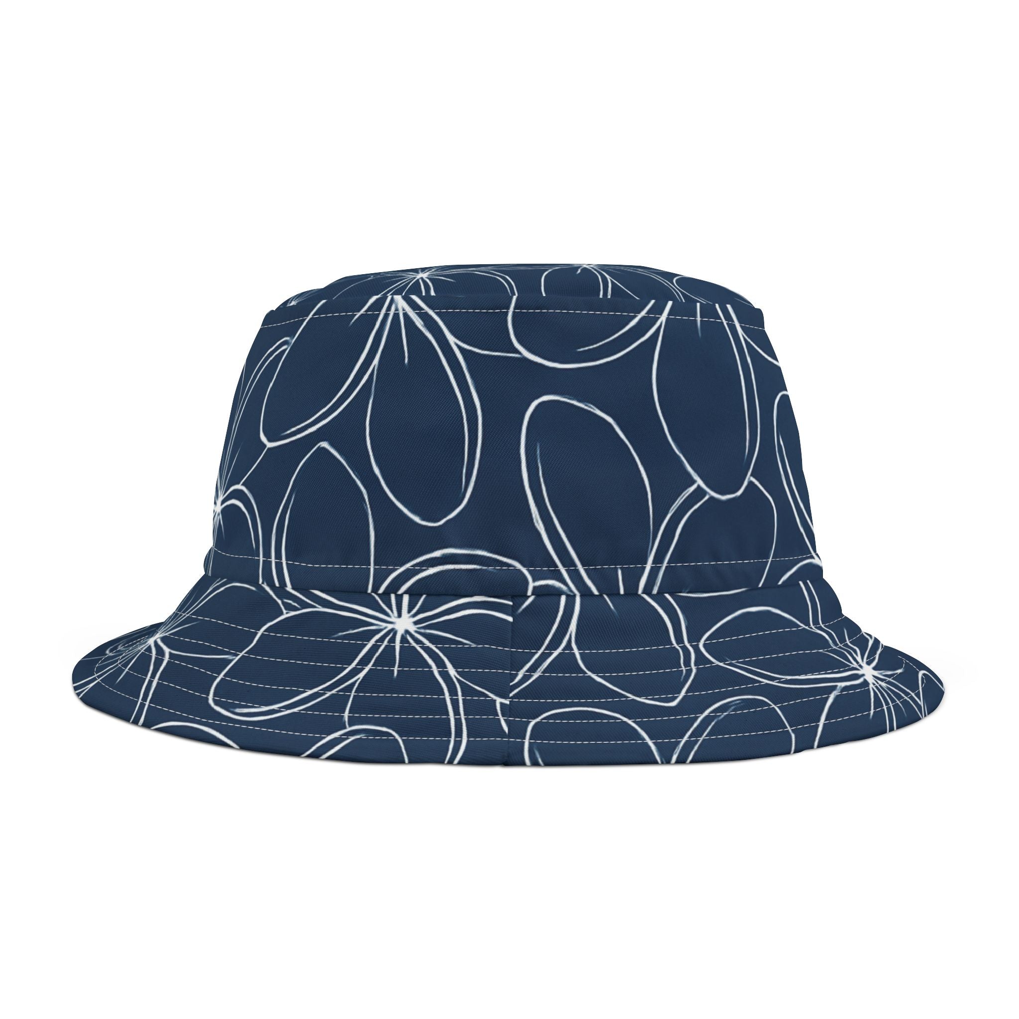 "Plumeria" Blue and White Women's Bucket Hat