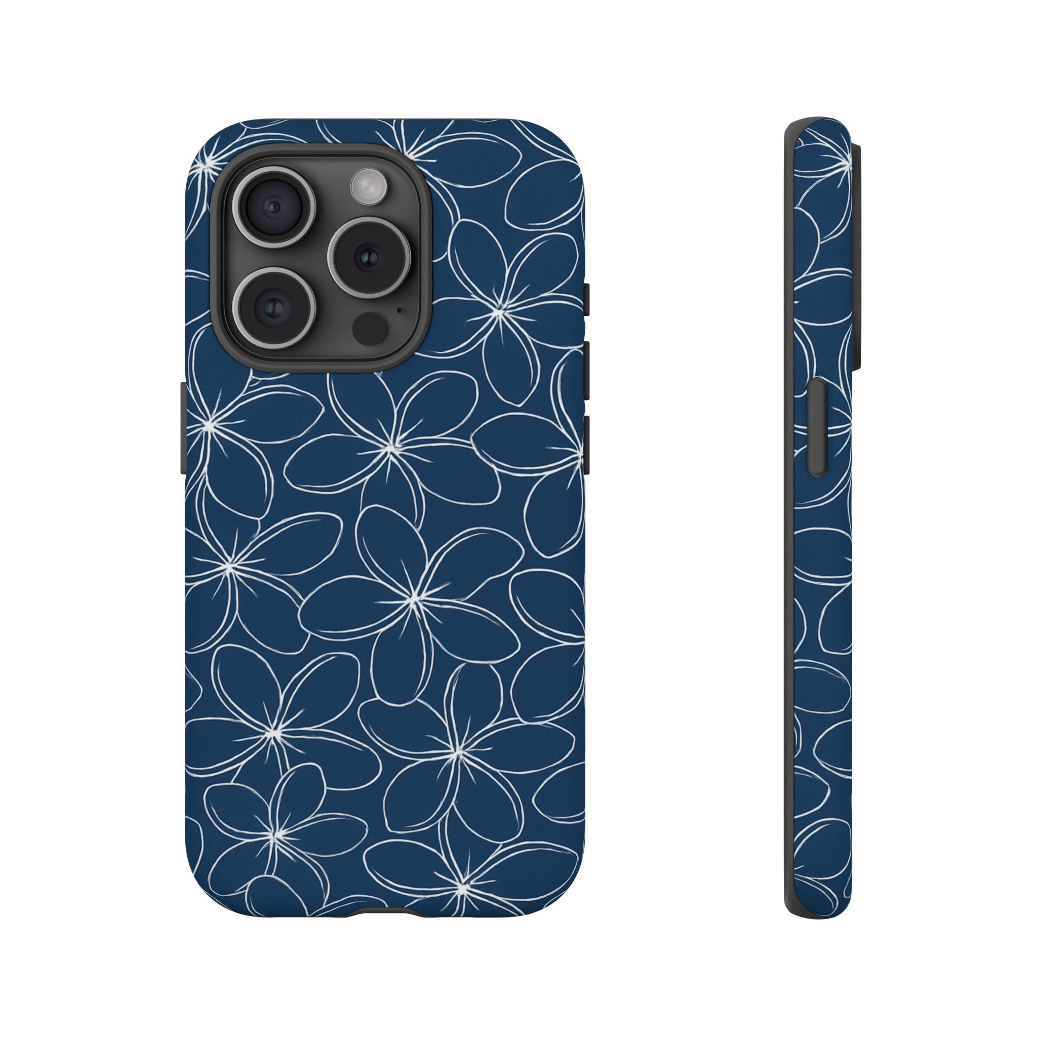 "Plumeria" Phone Case - Blue and White