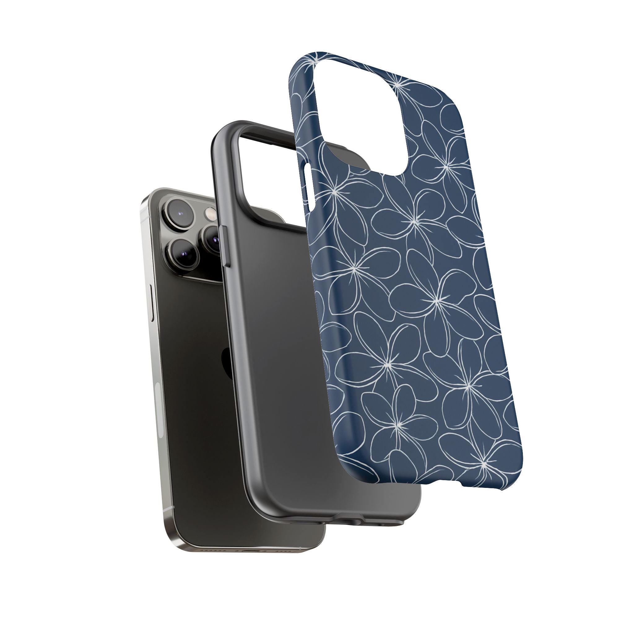 "Plumeria" Phone Case - Blue and White