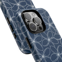 "Plumeria" Phone Case - Blue and White