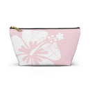 "The Classic Hibiscus" Accessory Pouch w T-bottom - Distressed Pink
