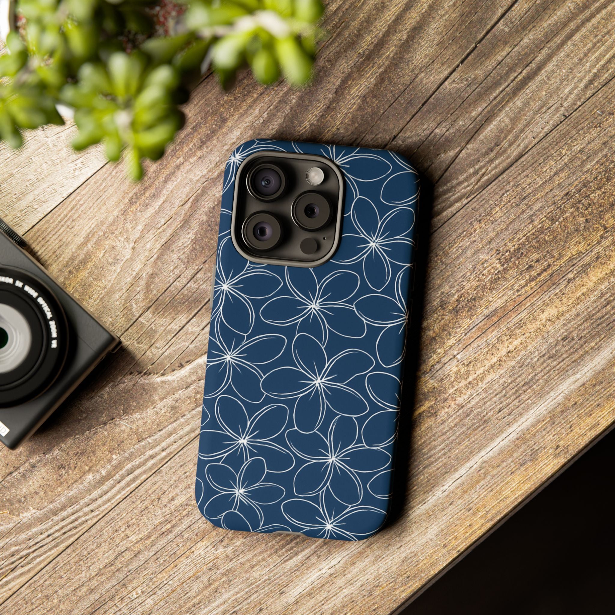 "Plumeria" Phone Case - Blue and White