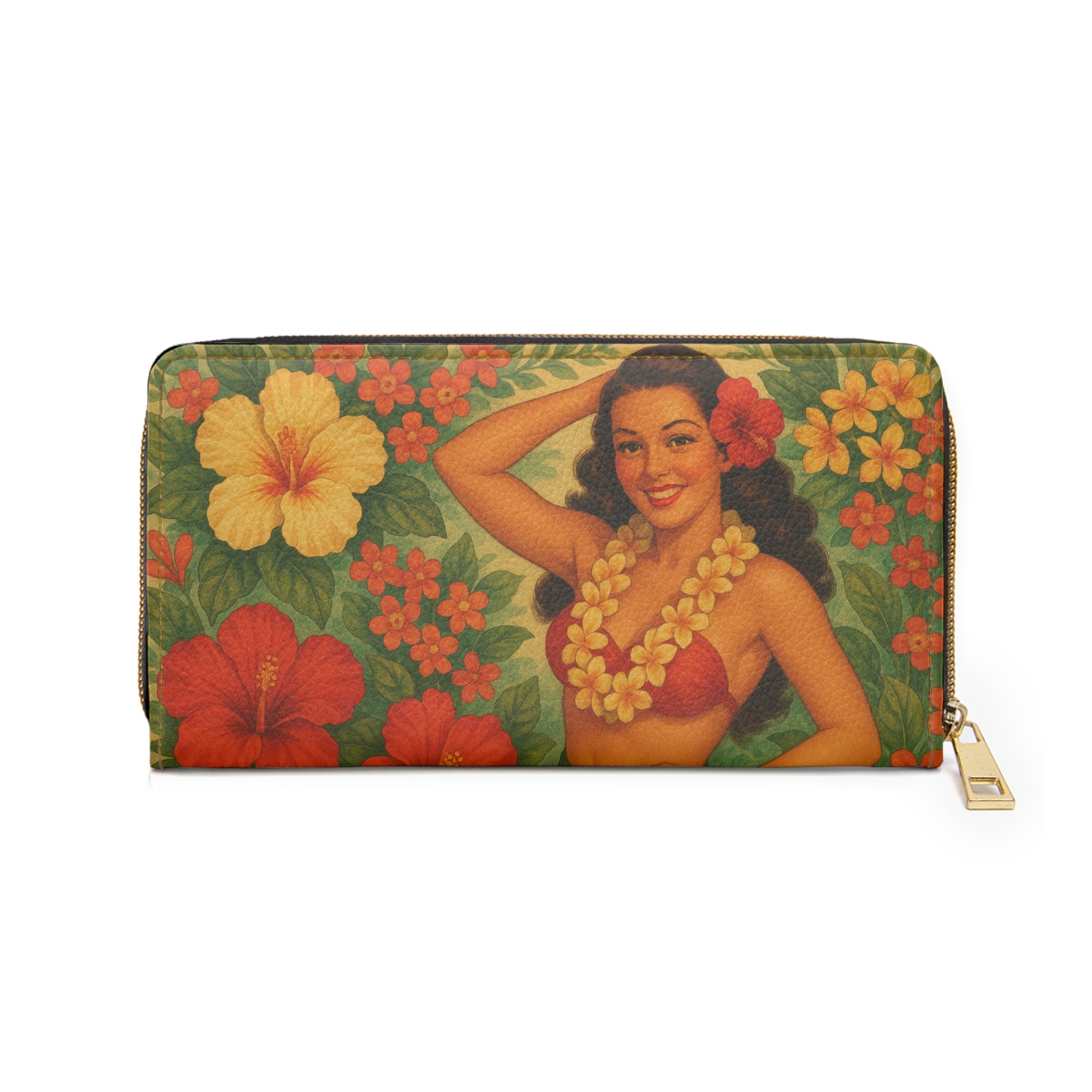 “Vintage Hula Bloom” Zipper Wallet
