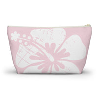 "The Classic Hibiscus" Accessory Pouch w T-bottom - Distressed Pink