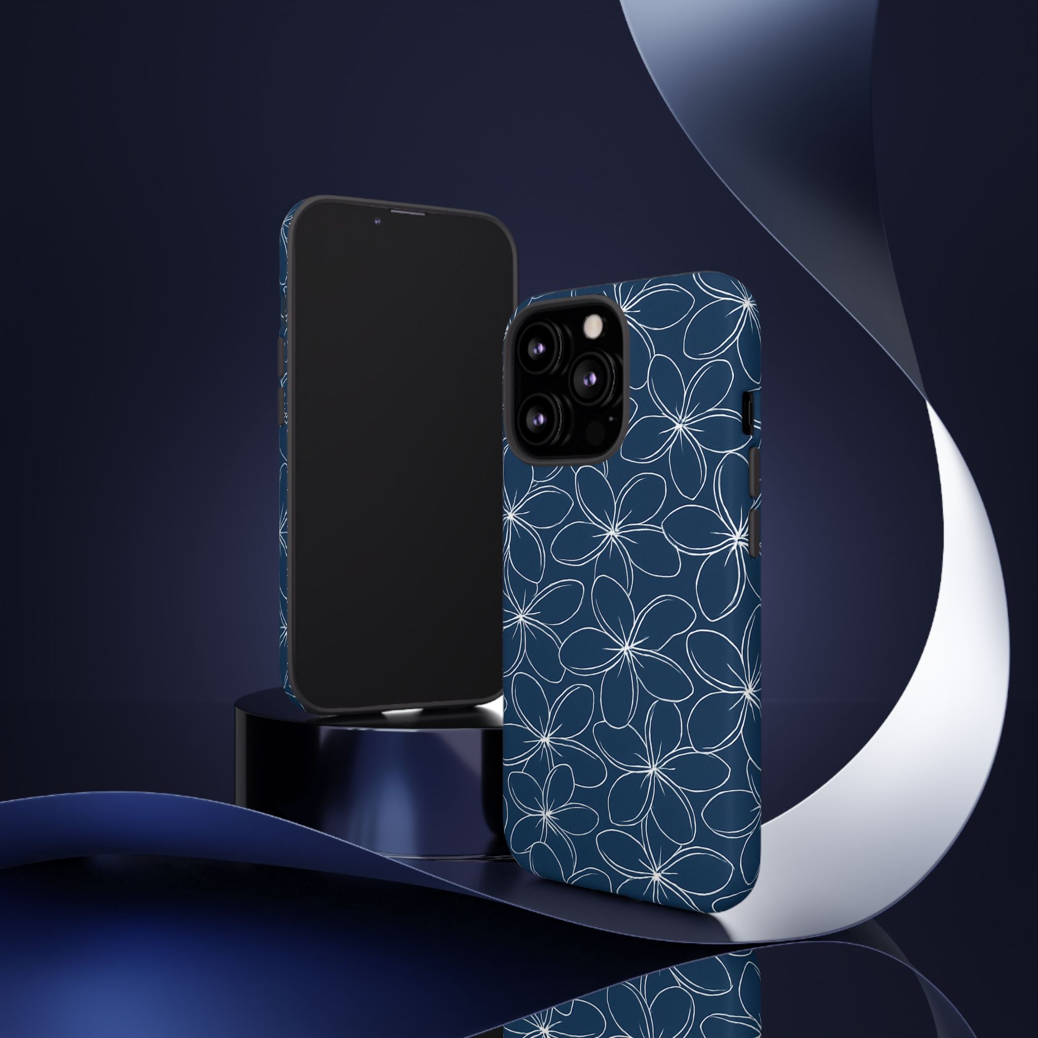 "Plumeria" Phone Case - Blue and White