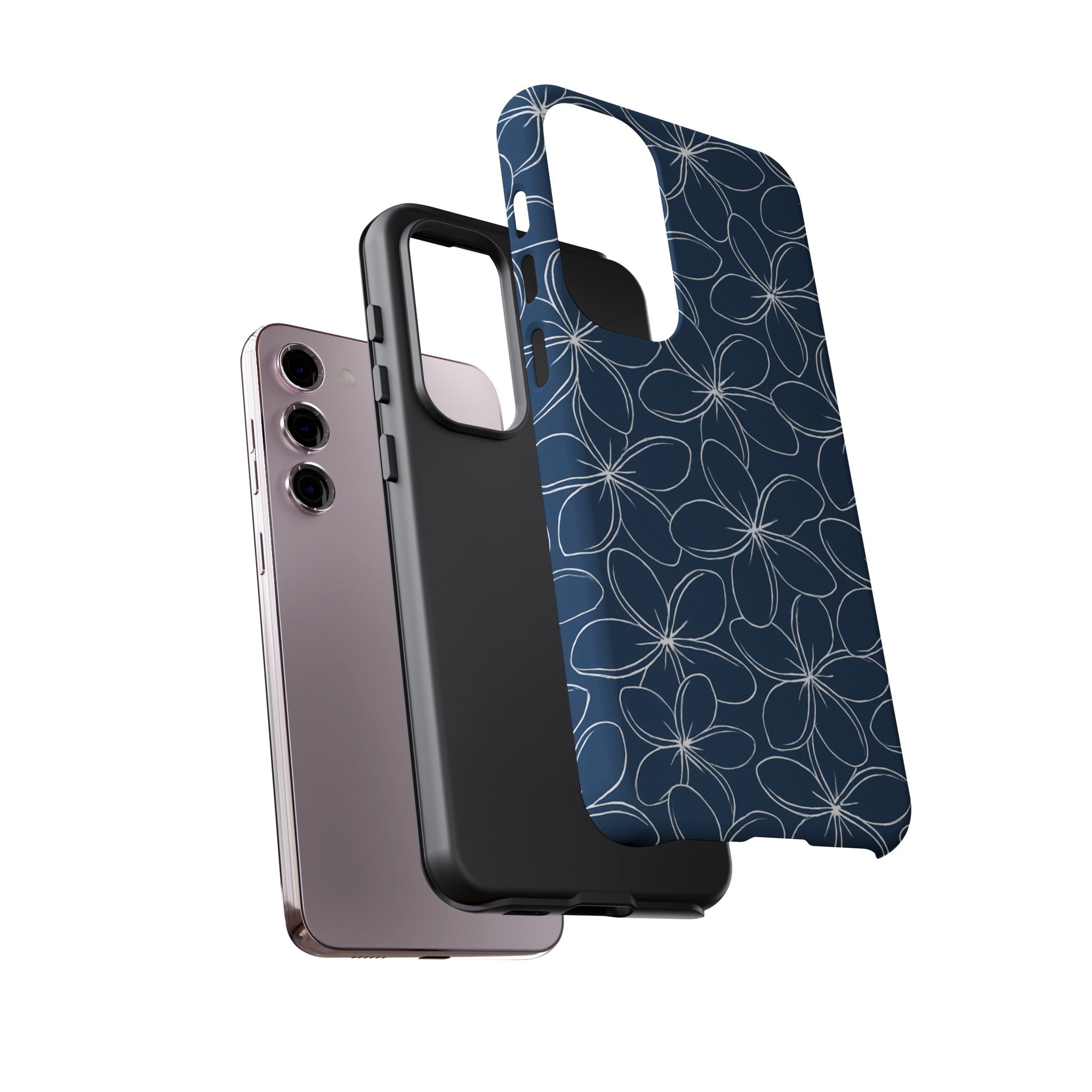 "Plumeria" Phone Case - Blue and White