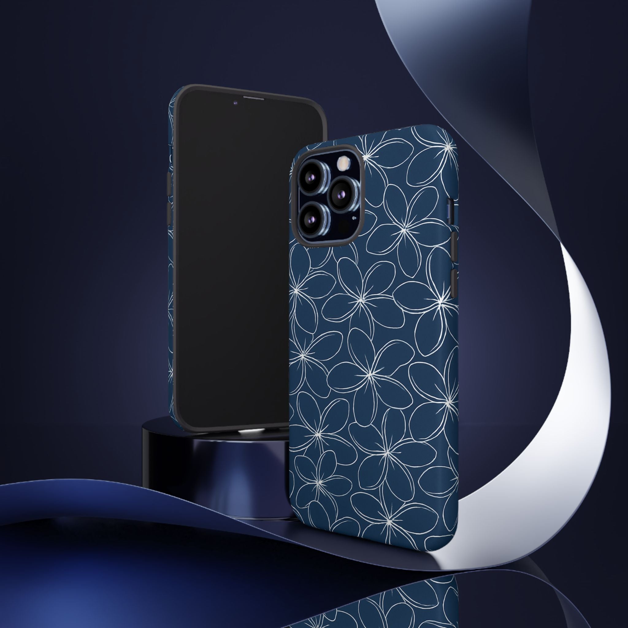 "Plumeria" Phone Case - Blue and White