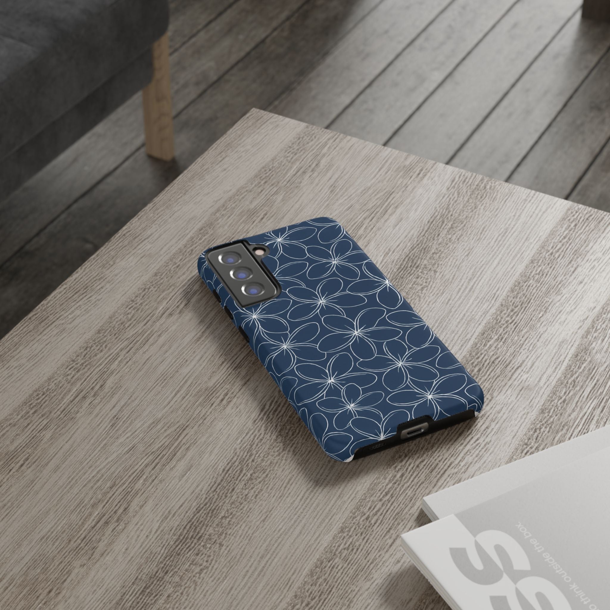 "Plumeria" Phone Case - Blue and White
