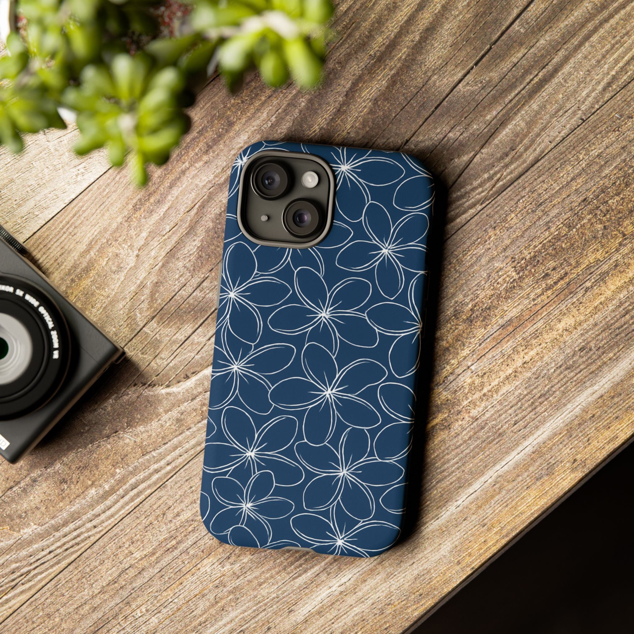 "Plumeria" Phone Case - Blue and White